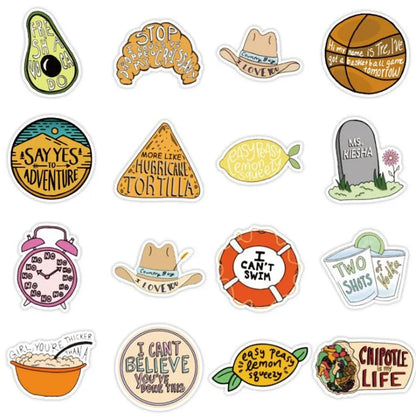 50PCS  Classic Vines Fresh Cartoon Letters Graffiti Laptop Luggage Skateboard Guitar Waterproof Stickers Toys