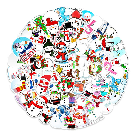 50PCS Christmas Snowman Graffiti Sticker Car Trunk Helmet Balancing Car Decoration Sticker