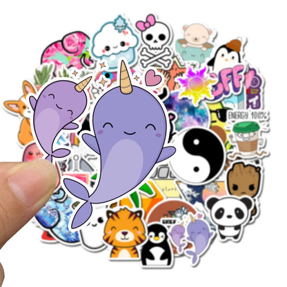 50PCS Cartoon Cute Popular Animal Graffiti Skateboard Helmet Water Cup Refrigerator Luggage Sticker Toys