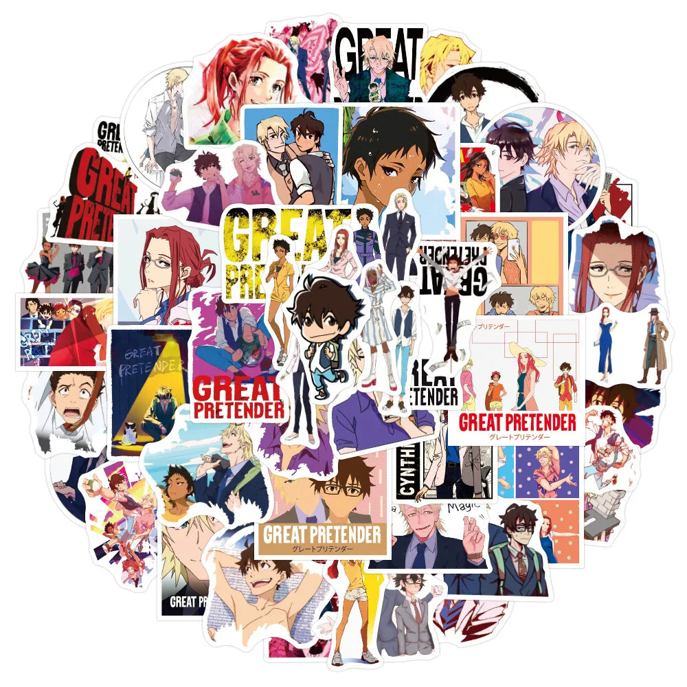 50pcs Japanese Anime Swindler Sticker Portable Suitcase Notebook Water Cup Battery Car Water Sticker