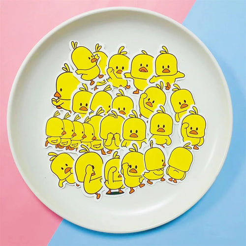 50 pieces of fashionable, simple and cute little yellow duck animated graffiti stickers, personalized DIY luggage, phone cases, computers, scooters, rider accounts, stationery and decorative stickers