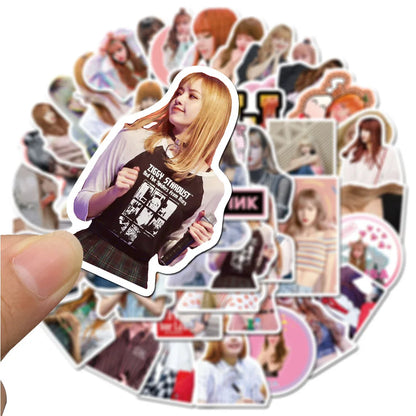 50pcs black Pink Combination Graffiti Girl Cartoon Sticker Suitcase Graffiti Decoration Waterproof Sticker