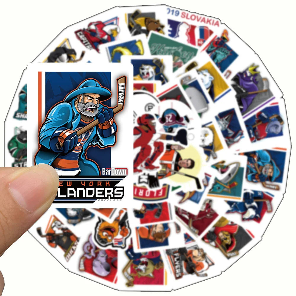 50PCS Art Illustration Popular Creative Cartoon Hockey Sports Series Decorative Style Graffiti Stickers Personalised Fashion Creative Trend DIY Exquisite Decorative Decals Suitable for Cups, Helmets, Skateboards Popular Stickers Toys