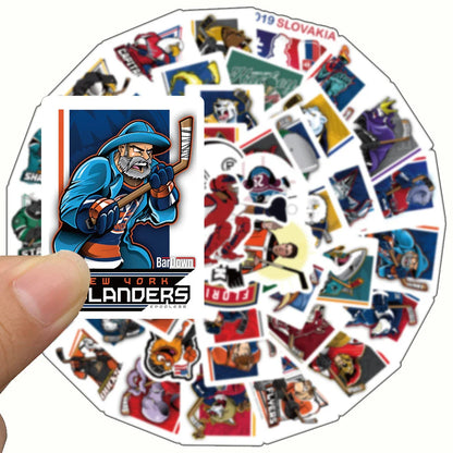 50PCS Art Illustration Popular Creative Cartoon Hockey Sports Series Decorative Style Graffiti Stickers Personalised Fashion Creative Trend DIY Exquisite Decorative Decals Suitable for Cups, Helmets, Skateboards Popular Stickers Toys