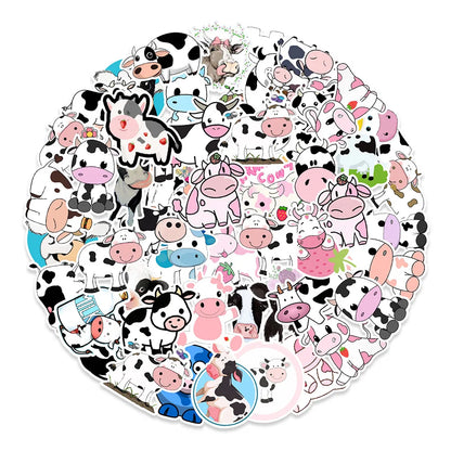 50PCS   Cartoon Cute Cute Cow Stickers Refrigerator Computer Mobile Phone Water Cup Graffiti Stickers