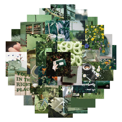 50PCS Green Landscape Picture Graffiti Stickers Decorative Trolley Case Laptop Thermos Waterproof Stickers