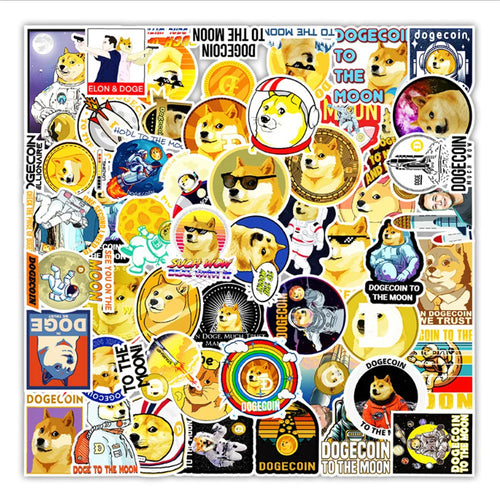 50 pieces of cute cartoon dog coins, fun dog head graffiti stickers, personalized suitcase, notebook, planner, waterproof sticker toys