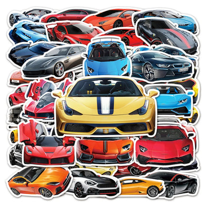 50PCS Cool sports car diary doodle stickers, suitable for luggage, notebooks, handbooks, car decoration, waterproof stickers and toys