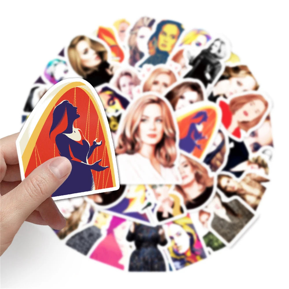 50PCS New Popular Female Star Adele Graffiti Decoration Suitcase Guitar Waterproof Sticker