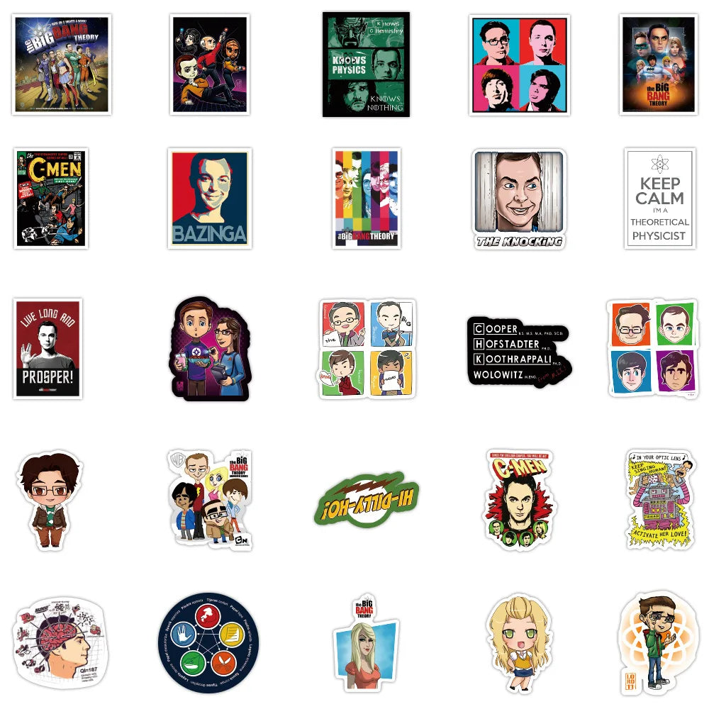 50pcs Cartoon TV Series The Big Bang Theory Stickers Graffiti for Luggage Laptop Notebook Decal Fridge  Sticker