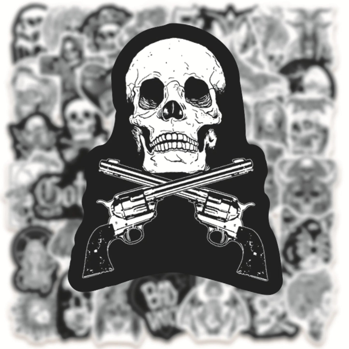 50PCS Black and White Punk Style Gothic Graffiti Sticker Horror Pvc Waterproof Car Notebook Trolley Case Sticker