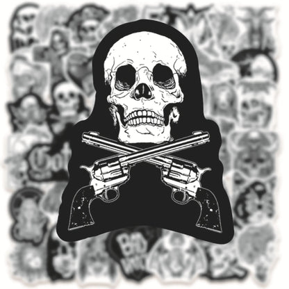 50PCS Black and White Punk Style Gothic Graffiti Sticker Horror Pvc Waterproof Car Notebook Trolley Case Sticker