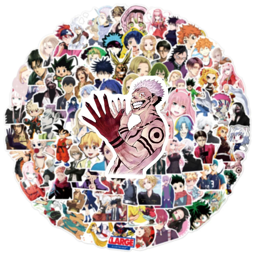 50PCS Cartoon Japanese Anime Mixed Sticker Graffiti/Volleyball Junior/Zero Two/Guitar Bike Skateboard Sticker