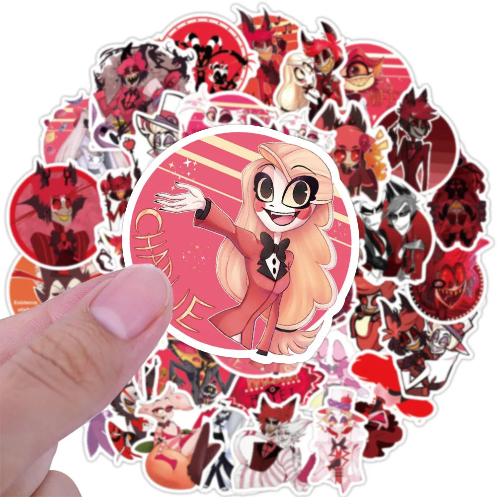 50PCS Animation Hell Hotel Graffiti Waterproof Sticker Suitcase Notebook Refrigerator Skateboard Helmet Water