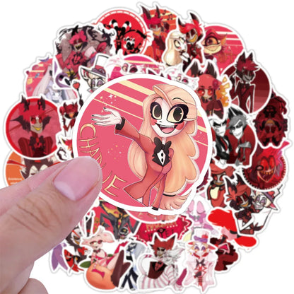 50PCS Animation Hell Hotel Graffiti Waterproof Sticker Suitcase Notebook Refrigerator Skateboard Helmet Water