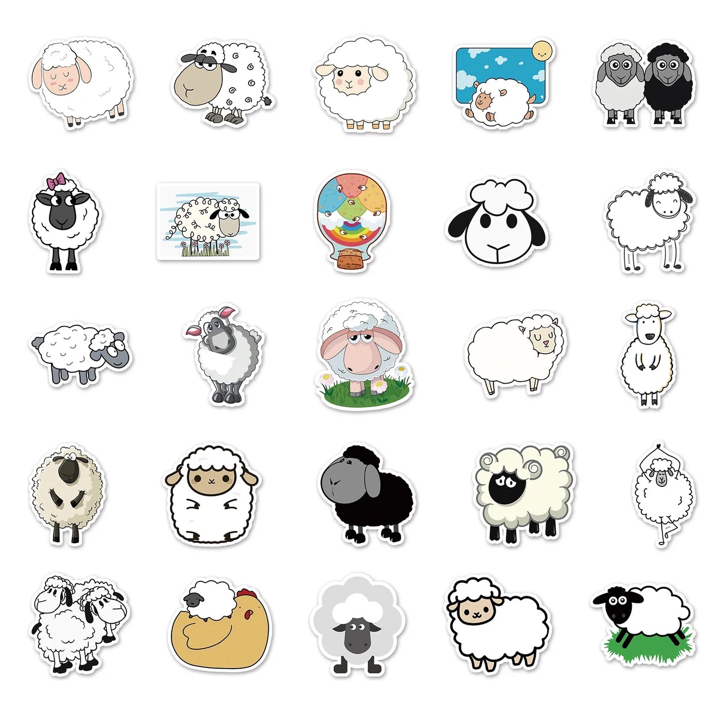 50PCS Cute Lamb Personality Cartoon Animal Graffiti Waterproof Sticker Suitcase Notebook Stationery Box Water Cup