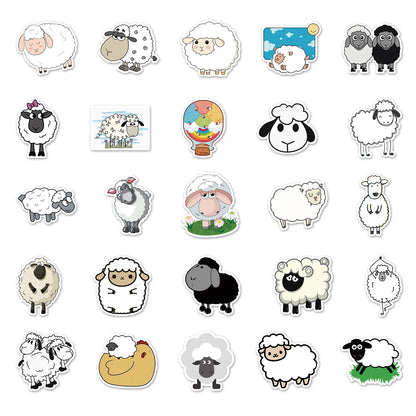50PCS Cute Lamb Personality Cartoon Animal Graffiti Waterproof Sticker Suitcase Notebook Stationery Box Water Cup