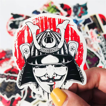 50PCS Cartoon Warrior Retro Luggage Trolley Suitcase Doodle Sticker Notebook Helmet Sticker
