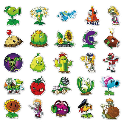 50PCS Plant Zombie War Game Cartoon Stickers Luggage Refrigerator Scooter Graffiti Waterproof Stickers