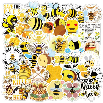 50PCS Art Illustration Classic Insect Bee Cute Cartoon Decorative Style Graffiti Stickers Personality Fashion Creative DIY Exquisite Decorative Decals For Cups Helmets Skateboards Popular Stickers Toys