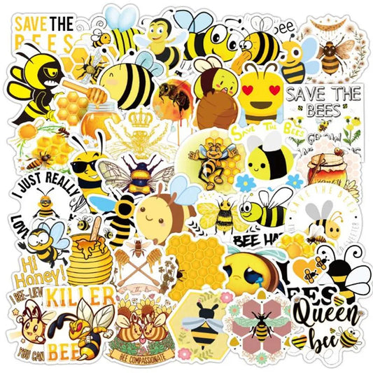 50PCS Art Illustration Classic Insect Bee Cute Cartoon Decorative Style Graffiti Stickers Personality Fashion Creative DIY Exquisite Decorative Decals For Cups Helmets Skateboards Popular Stickers Toys