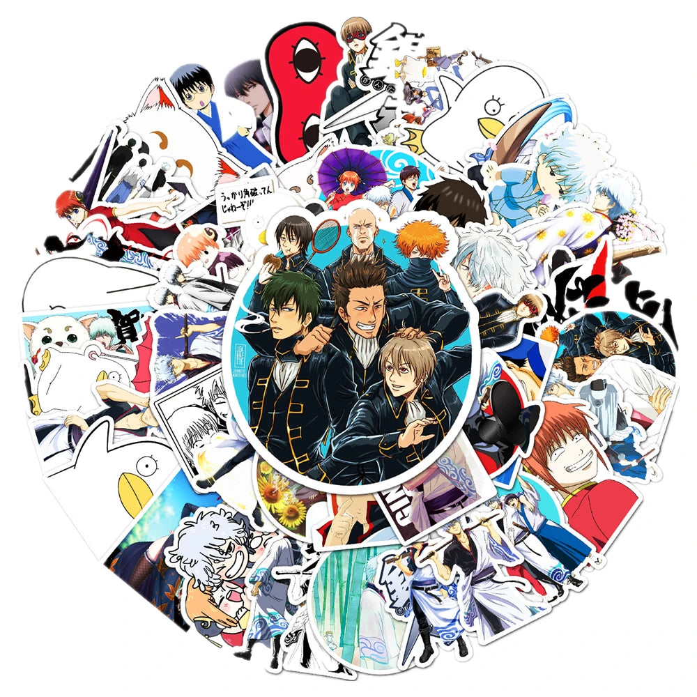 50pcs Japanese Animation Silver Soul Graffiti Sticker DIY Suitcase Notebook Guitar Star Sticker Waterproof