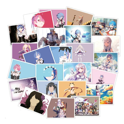 50PCS Art Illustration Popular Creative Cartoon Japanese Anime From Scratch in A Different World Life Cute Reimu Series
