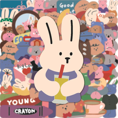 62pcs Cute Cartoon Love Bear Graffiti Waterproof Sticker Mobile Phone Guitar Notebook Refrigerator Water Cup