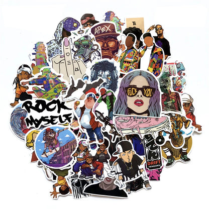 50PCS Hip-hop Style Rap Skateboarding Graffiti Stickers Waterproof Trolley Case Skateboard Stickers