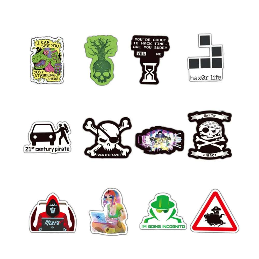50PCS Hacker Dark Web Series Graffiti Stickers Mobile Computer Skateboard PVC Waterproof Sticker