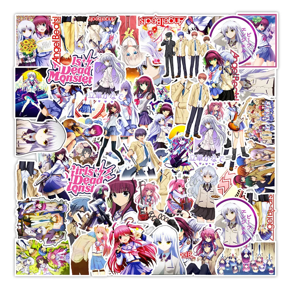 50 pieces of cartoon Riman Angel heartbeat doodle stickers, personalized DIY car trunk, scooter, laptop, phone case waterproof decorative sticker toys