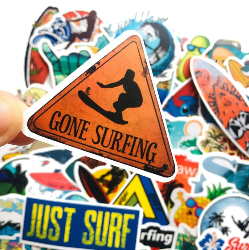 50PCS Classic Summer Beach Surfing Cartoon Graffiti Small Fresh Suitcase Skateboard Notebook Waterproof Stickers