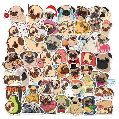 50PCS Cute Pug Pug Graffiti Stickers Mobile Phone Laptop Refrigerator Decoration Stickers Waterproof Custom