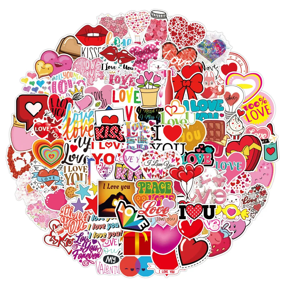 50PCSLOVE Love Valentine's Day Graffiti Waterproof Sticker Notebook Scooter Trolley Case Decoration Sticker