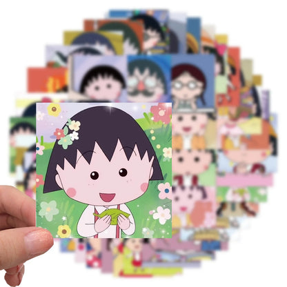 48PCS Animation Cherry Cartoon Maruko Graffiti Sticker Suitcase Laptop Helmet Guitar Skateboard Decoration Toy Wholesale