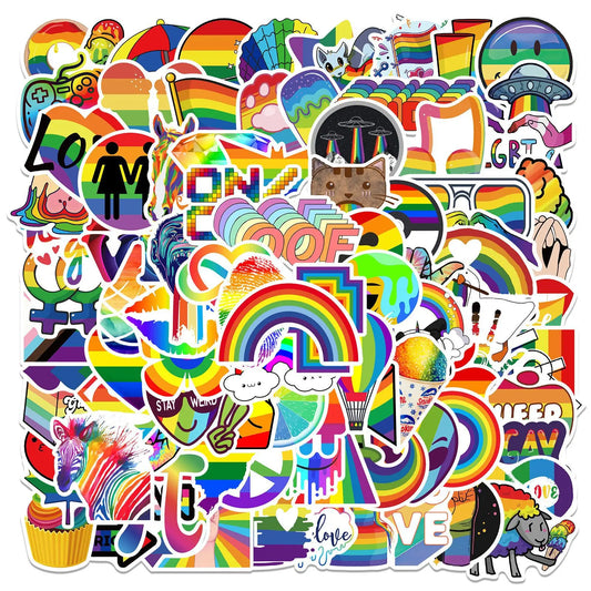 50PCS Cartoon Colorful Rainbow Decoration Suitcase Notebook Stickers Motorcycle Mobile Phone Water Cup Stickers