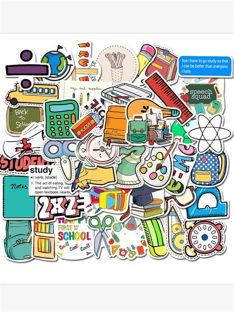 50PCS Creative School Stationery Children's Toys Graffiti Notebook Mobile Phone Manual Sticker Waterproof