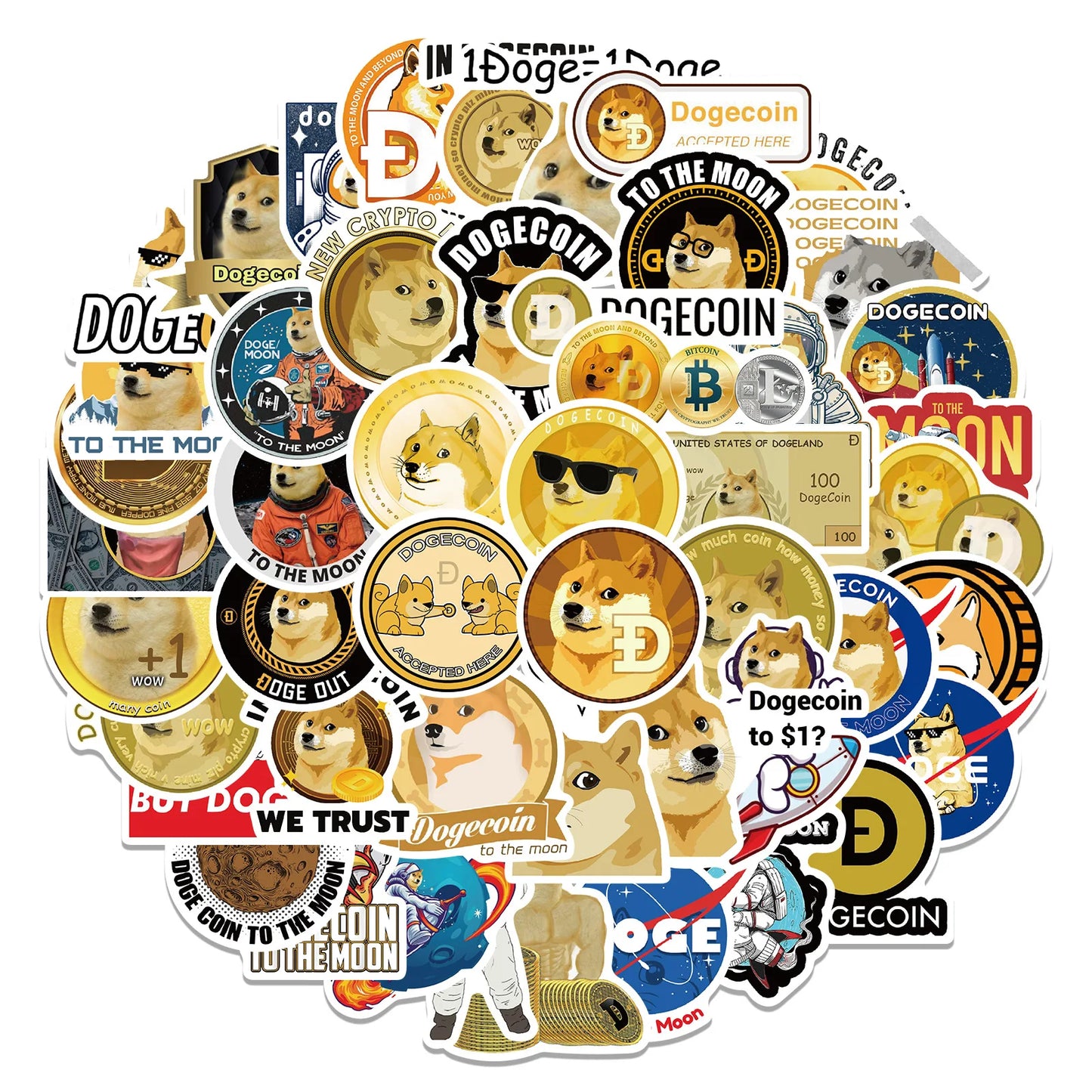 50PCS Cartoon Cute Dog Coin Graffiti Stickers Personalized Decoration Motorcycle Luggage Notebook Stickers