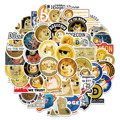 50PCS Cartoon Cute Dog Coin Graffiti Stickers Personalized Decoration Motorcycle Luggage Notebook Stickers