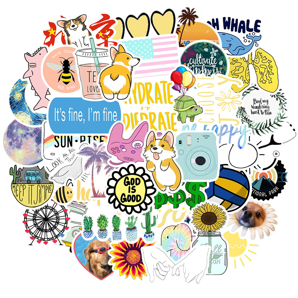 50PCS Aesthetic Sanitization Stickers - Cuteness Decontamination Decals for Overstimulation Management, Sensory Purification Journals & Digital Detox Visualization