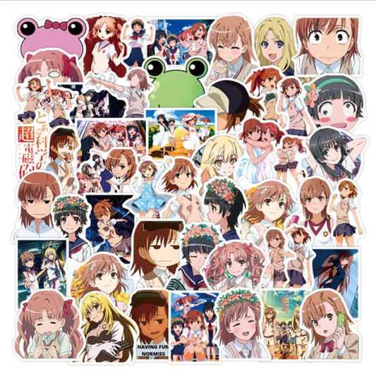 50PCS Anime A Scientific Super-electromagnetic Gun Graffiti Suitcase Notebook Waterproof Cartoon Stickers Decorative Toys
