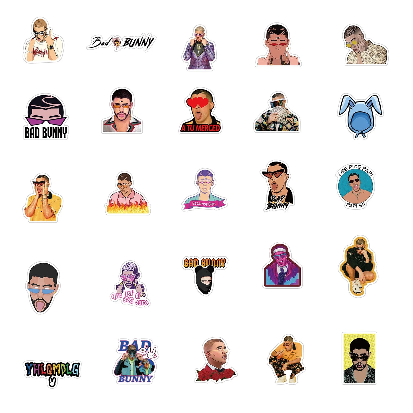 50PCS New Puerto Rican Singer Bad Bunny Graffiti Waterproof Sticker Suitcase Notebook Mobile Phone Skate board Helmet