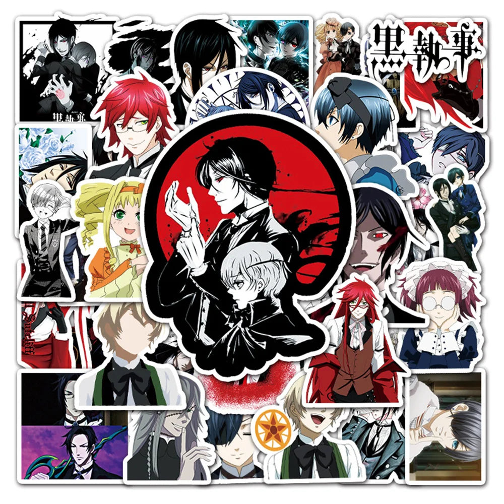 50PCS New Cartoon Two-dimensional Cartoon Black Deacon Anime Graffiti Decoration Suitcase Guitar Waterproof Sticker