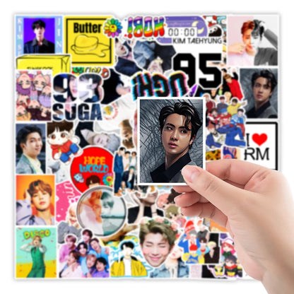100pcs Korean Men's Troupe RM Graffiti Sticker DIY Suitcase Laptop Scooter Guitar Star Sticker Waterproof
