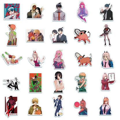 50PCS Anime Chainsaw Man Cartoon Cute Character Graffiti Sticker Suitcase Notebook Decoration Toy