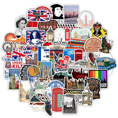 50PCS British Pzi Flag Retro Cultural Logo Sticker Luggage Stationery Notebook Computer Helmet Sticker