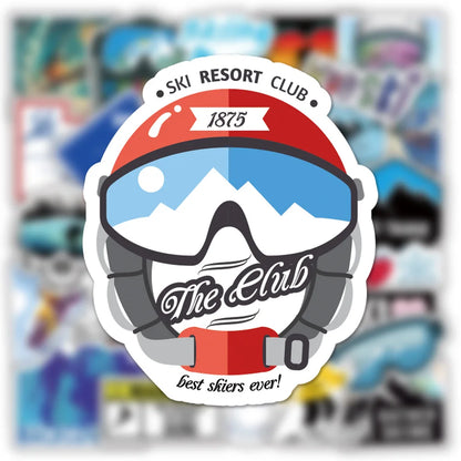 50PCS Personalized Skiing Cartoon Graffiti Waterproof Sticker Suitcase Notebook Refrigerator Skateboard Water Cup