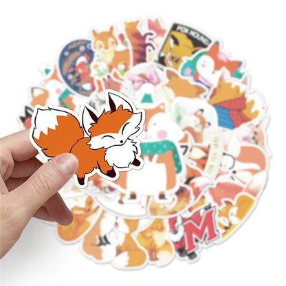 50PCS Cunning Fox Cute Cartoon Personality DIY Decorative Sticker Trunk Refrigerator Car Creative Sticker