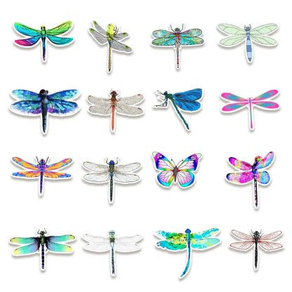 50PCS Summer Dragonfly Fresh Graffiti Decoration Computer Mobile Phone Water Cup Suitcase Waterproof Sticker