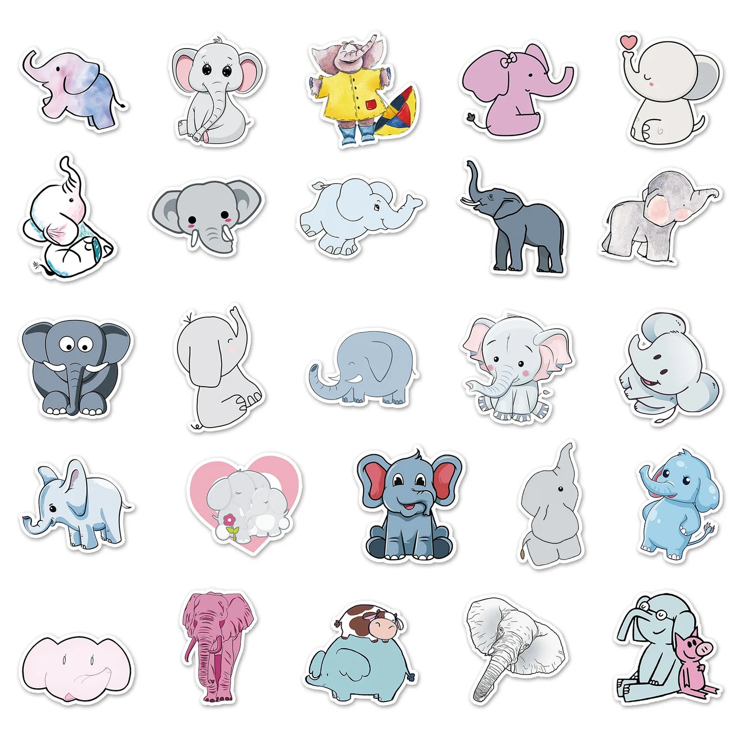 50PCS Elephant Personality Cute Cartoon Animal Graffiti Waterproof Sticker Suitcase Notebook Refrigerator Helmet